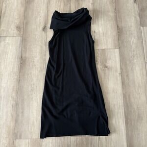 White House Black Market Medium Black Soft Sleeveless Turtleneck Tunic Zip Back